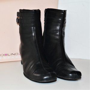 Bandolino Bostela Black Leather Ankle Boot Sz 8